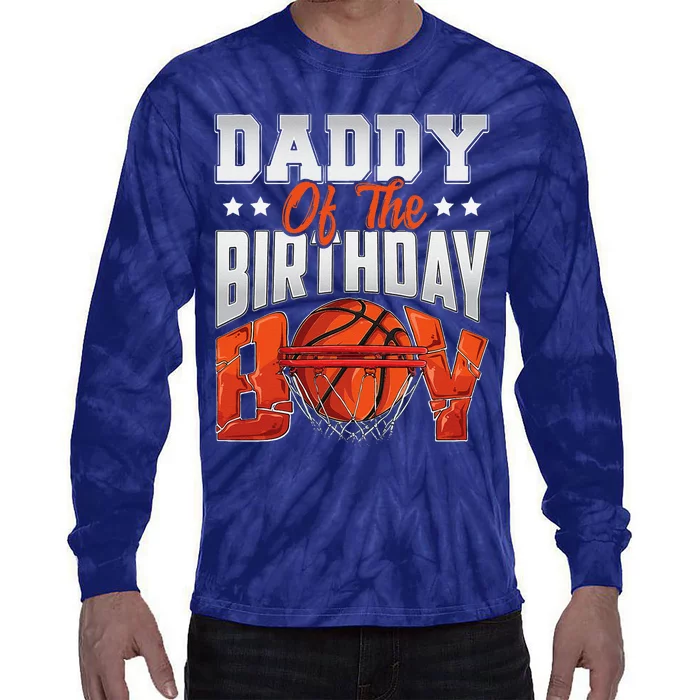 Daddy Basketball Birthday Boy Family Baller Bday Party Tie-Dye Long Sleeve Shirt