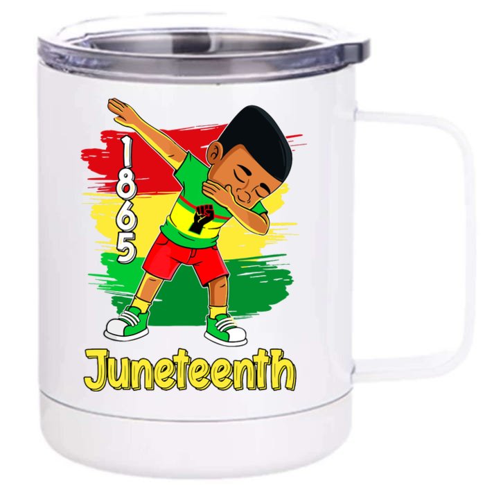 Dabbing Black Boy Brown Skin Prince Juneteenth 1865 Front & Back 12oz Stainless Steel Tumbler Cup