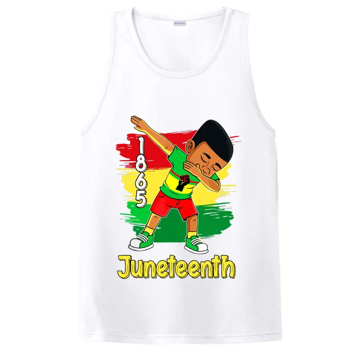 Dabbing Black Boy Brown Skin Prince Juneteenth 1865 Performance Tank