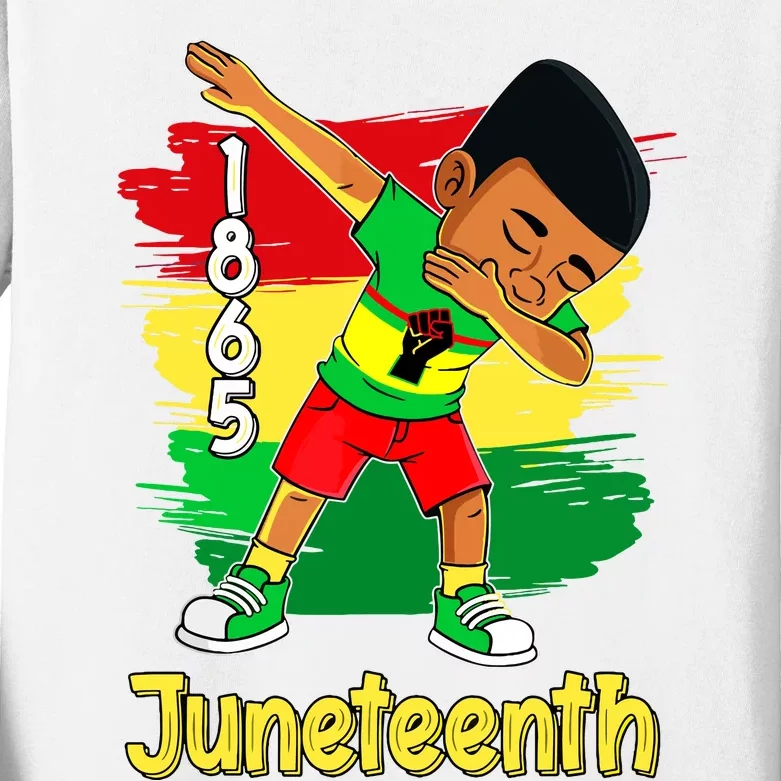 Dabbing Black Boy Brown Skin Prince Juneteenth 1865 Kids Long Sleeve Shirt