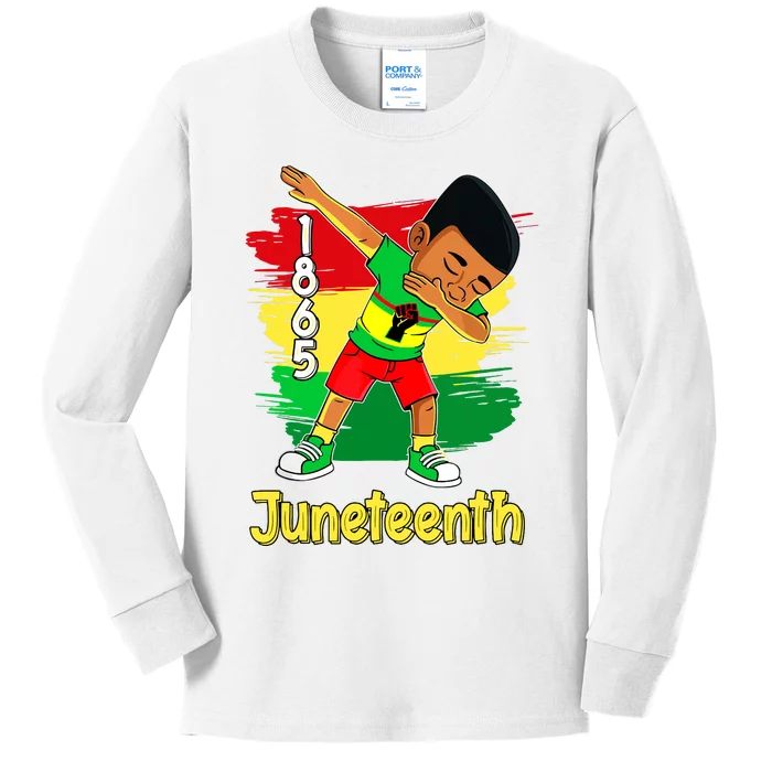 Dabbing Black Boy Brown Skin Prince Juneteenth 1865 Kids Long Sleeve Shirt