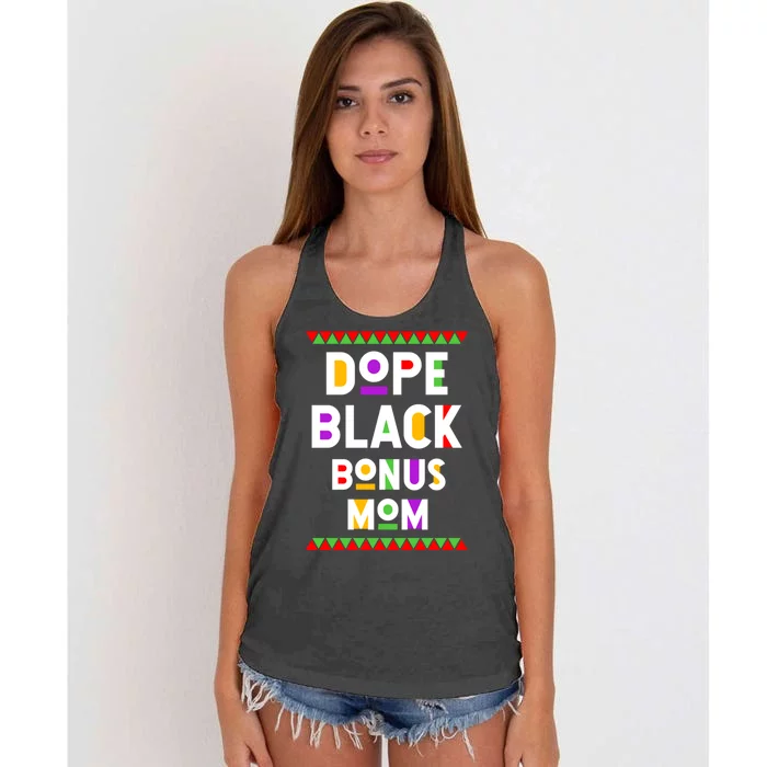 Dope Black Bonus Mom African American Black History Month Gift Women's Knotted Racerback Tank