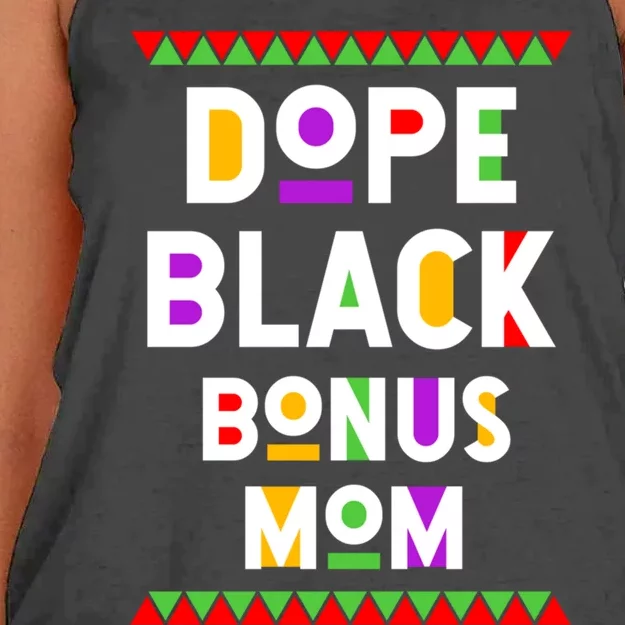 Dope Black Bonus Mom African American Black History Month Gift Women's Knotted Racerback Tank