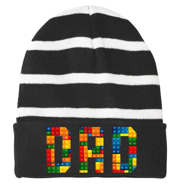 Dad Brick Builder Funny Blocks Master Builder Striped Beanie with Solid Band