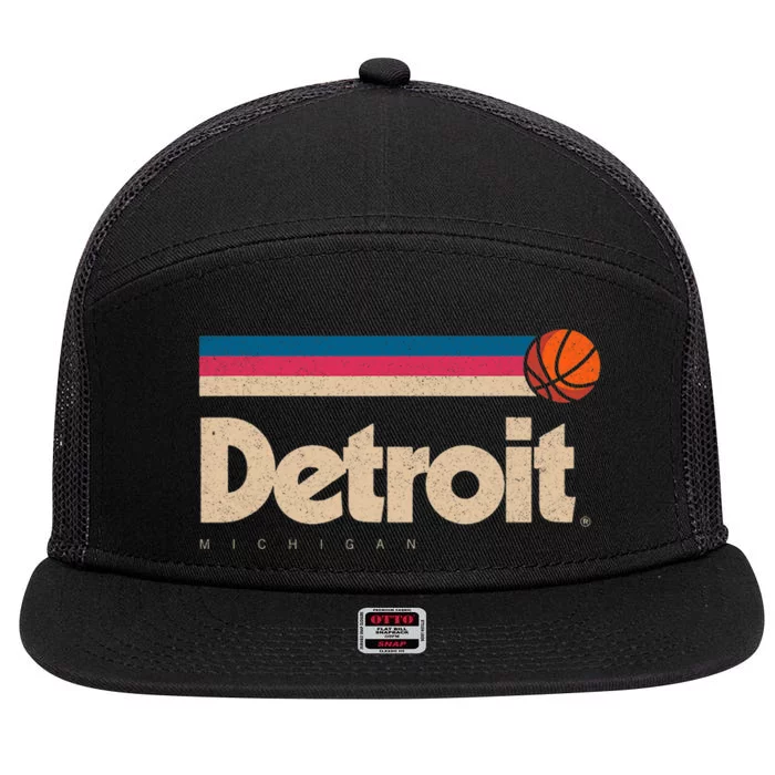 Detroit Basketball B Ball City Michigan Retro Detroit 7 Panel Mesh Trucker Snapback Hat