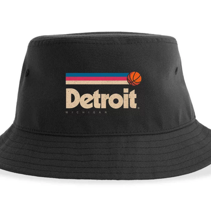 Detroit Basketball B Ball City Michigan Retro Detroit Sustainable Bucket Hat