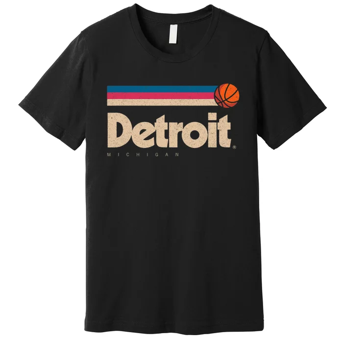 Detroit Basketball B Ball City Michigan Retro Detroit Premium T-Shirt