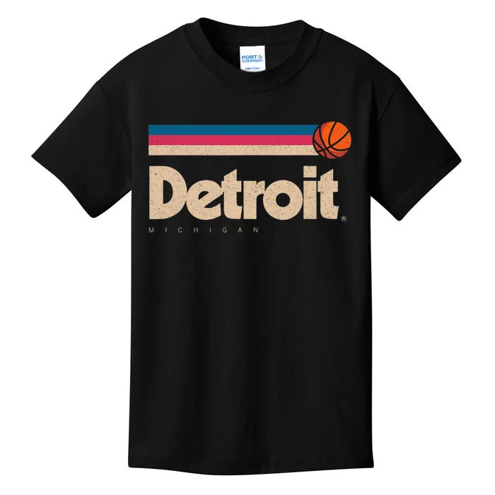 Detroit Basketball B Ball City Michigan Retro Detroit Kids T-Shirt