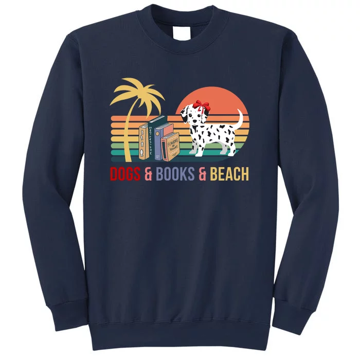 Dogs Books Beach Summer Funny Retro Vintage Sweatshirt