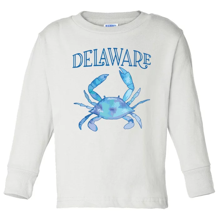 Delawares Beautiful Blue Crab Delaware Toddler Long Sleeve Shirt