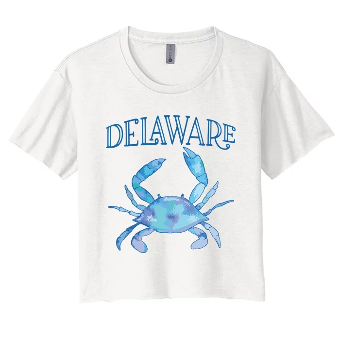 Delawares Beautiful Blue Crab Delaware Women's Crop Top Tee