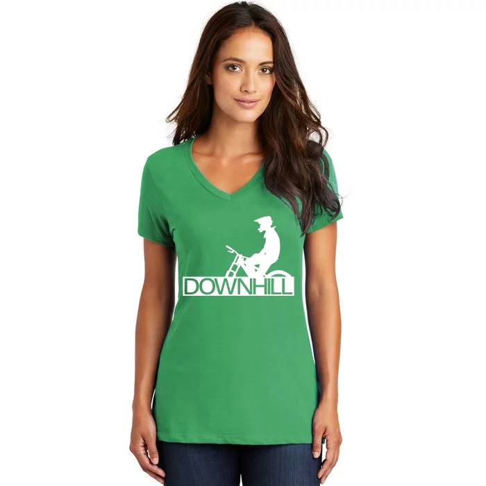 Downhill Bike Bicycle Downhill Women's V-Neck T-Shirt