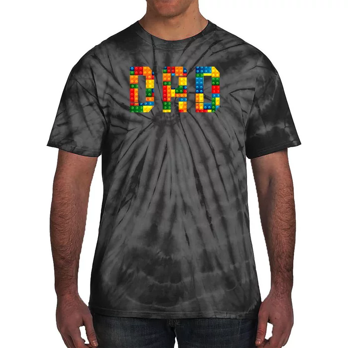 Dad Brick Builder Funny Blocks Master Builder Tie-Dye T-Shirt