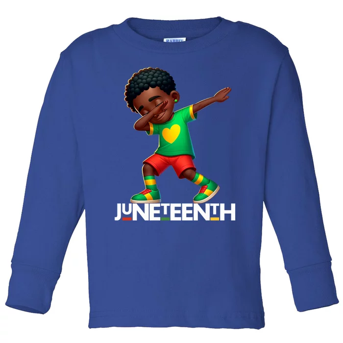 Dabbing Black Brown Skin Prince Junenth 1865 Gift Toddler Long Sleeve Shirt