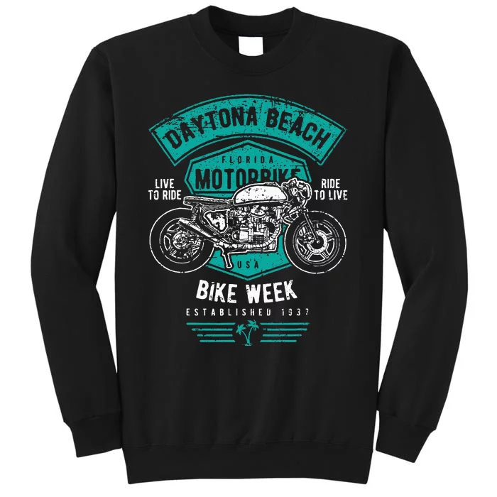 Daytona Beach Bike Week Retro Distressed Motorcycle Sweatshirt