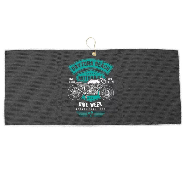 Daytona Beach Bike Week Retro Distressed Motorcycle Large Microfiber Waffle Golf Towel