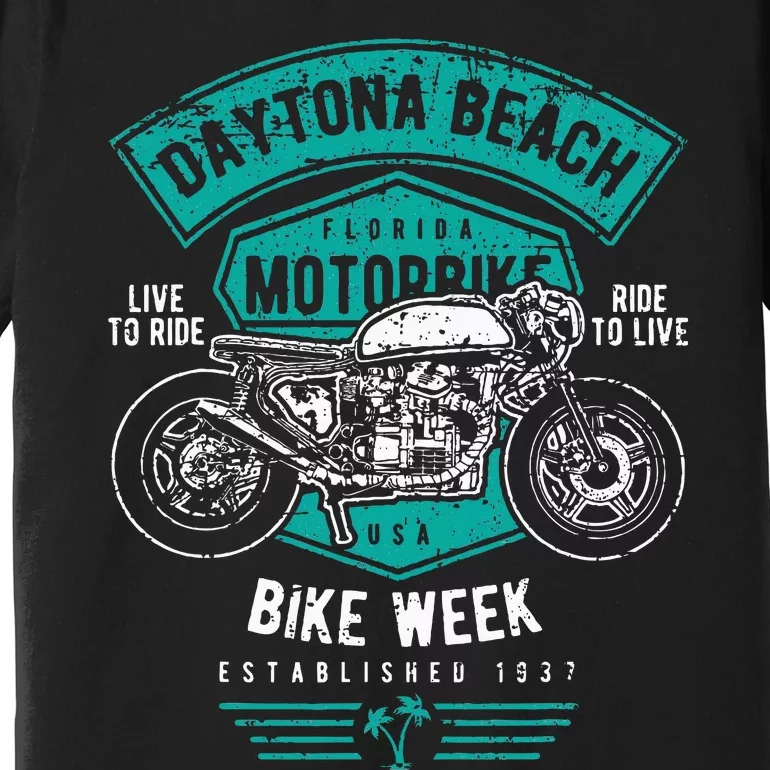 Daytona Beach Bike Week Retro Distressed Motorcycle Premium T-Shirt