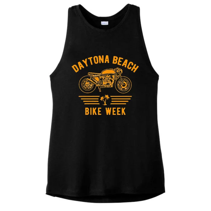 Daytona Beach Bike Week Retro Motorcycle Ladies Tri-Blend Wicking Tank