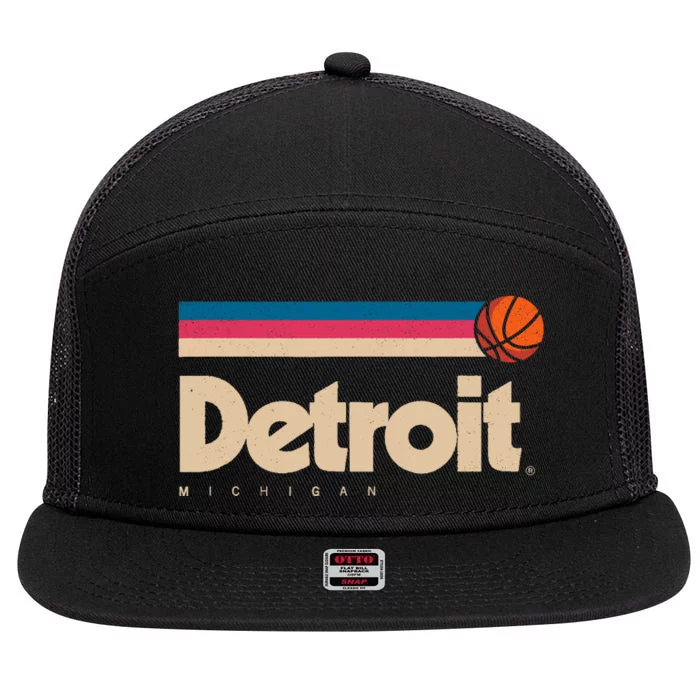 Detroit Basketball B-Ball City Michigan Retro Detroit 7 Panel Mesh Trucker Snapback Hat