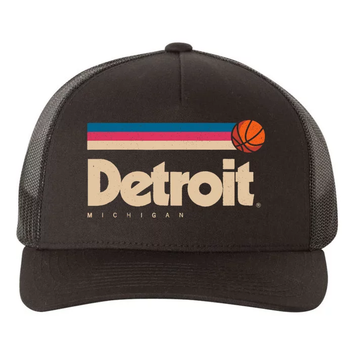 Detroit Basketball B-Ball City Michigan Retro Detroit Yupoong Adult 5-Panel Trucker Hat