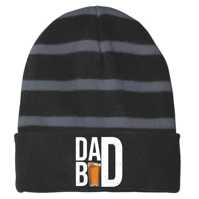 Dad Bod Beer Striped Beanie with Solid Band