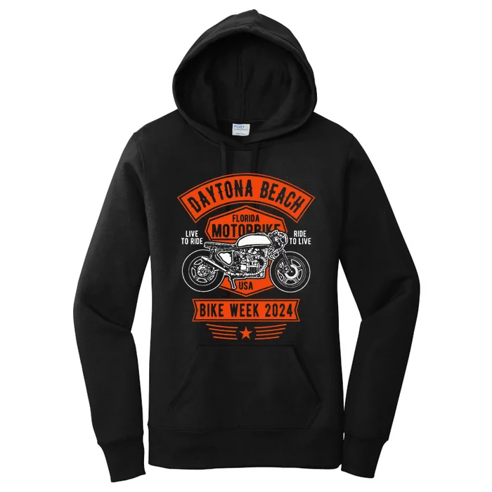 Daytona Beach Bike Week 2024 Retro Motorcycle Women's Pullover Hoodie