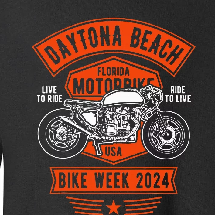 Daytona Beach Bike Week 2024 Retro Motorcycle Toddler Sweatshirt