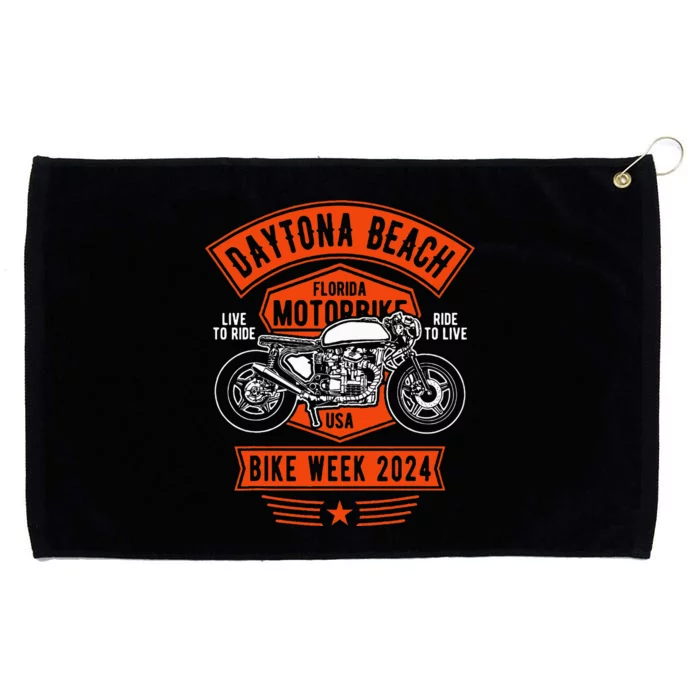 Daytona Beach Bike Week 2024 Retro Motorcycle Grommeted Golf Towel