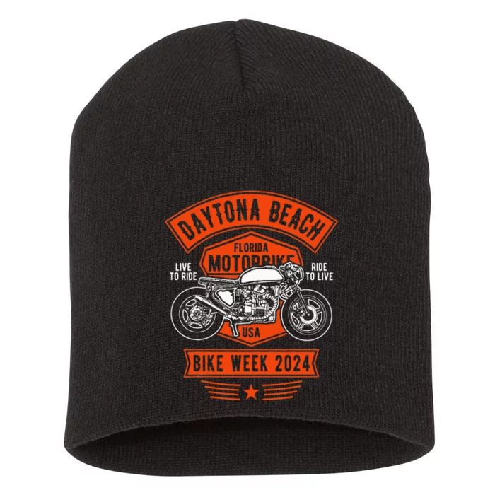 Daytona Beach Bike Week 2024 Retro Motorcycle Short Acrylic Beanie