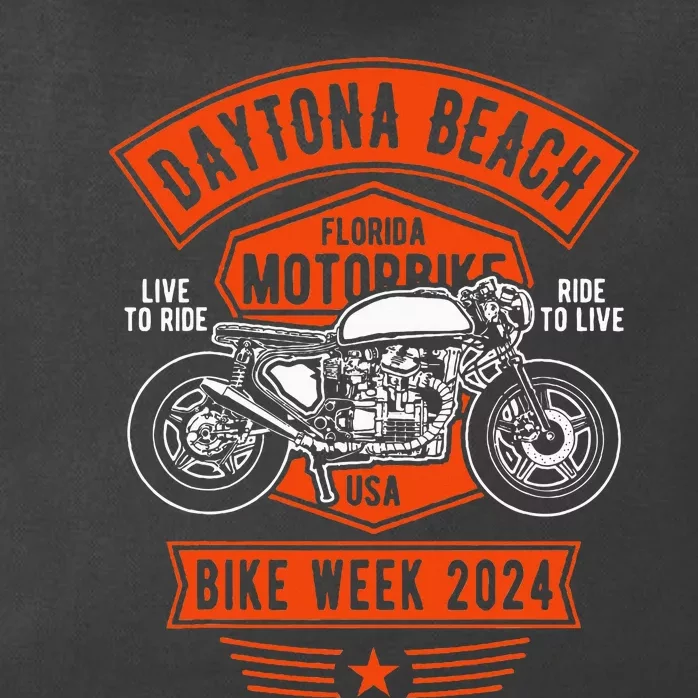 Daytona Beach Bike Week 2024 Retro Motorcycle Zip Tote Bag