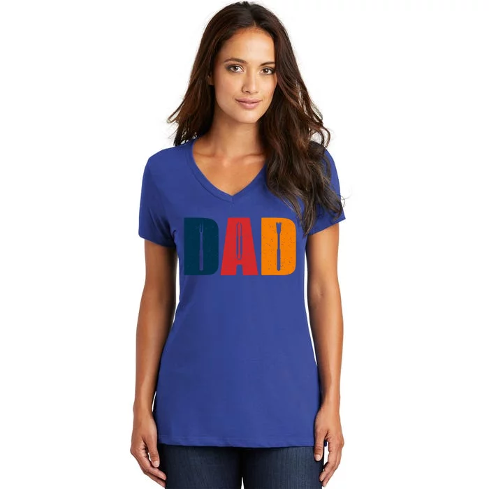 Dad Barbecue Bbq Set Father's Day Gift Women's V-Neck T-Shirt