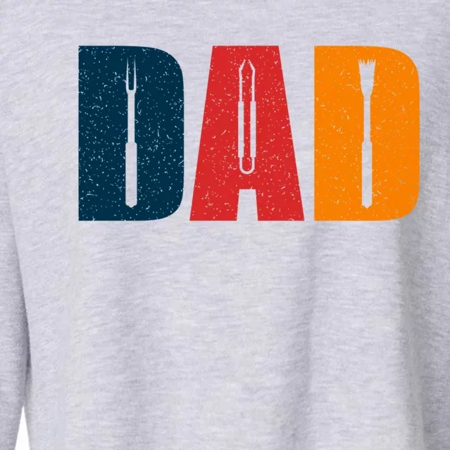 Dad Barbecue Bbq Set Father's Day Gift Cropped Pullover Crew