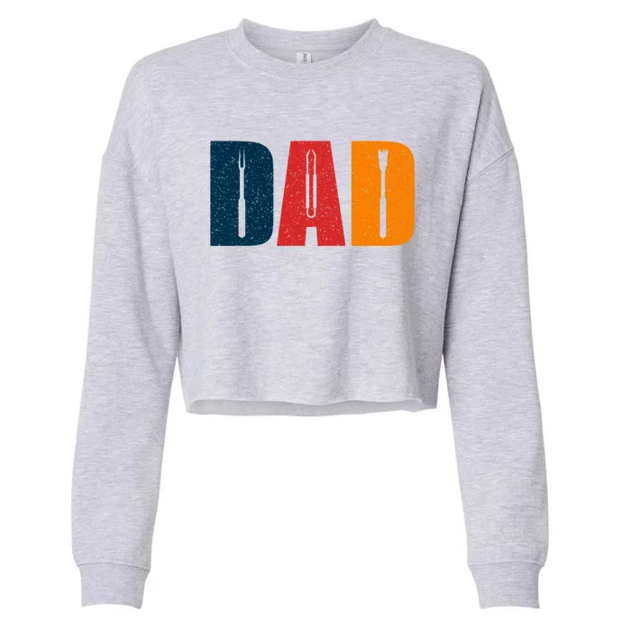 Dad Barbecue Bbq Set Father's Day Gift Cropped Pullover Crew