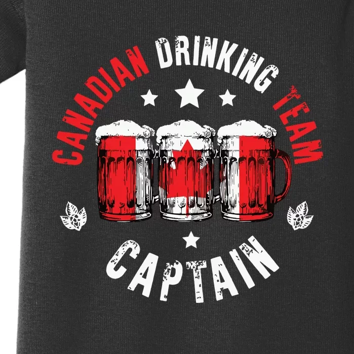 Drink Beer Can Canada Flag Funny Drinking Canadian Team Baby Bodysuit