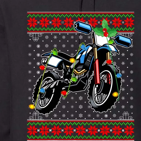 Dirt Bike Christmas Lights Ugly Sweater Santa Dirt Bike Xmas Premium Hoodie