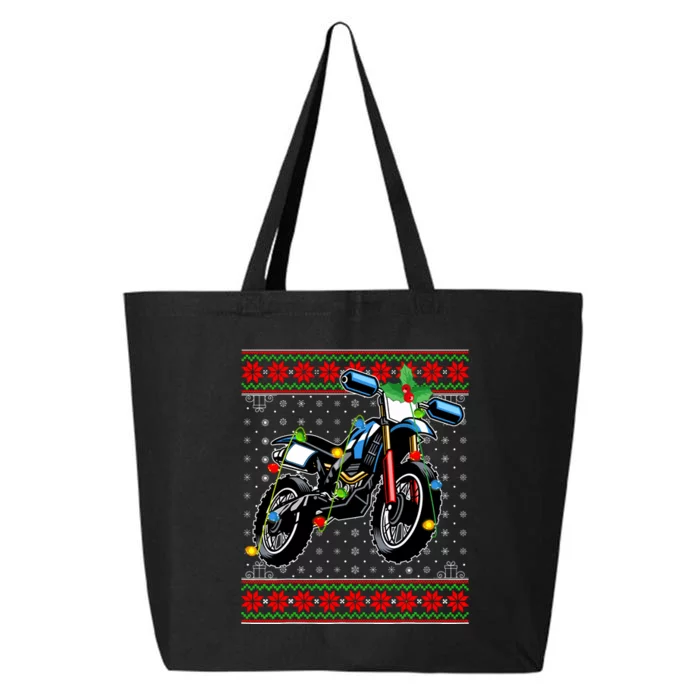 Dirt Bike Christmas Lights Ugly Sweater Santa Dirt Bike Xmas 25L Jumbo Tote