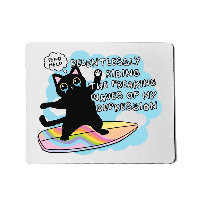 Depressed Black Cat Mousepad