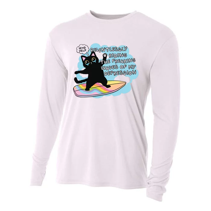 Depressed Black Cat Cooling Performance Long Sleeve Crew