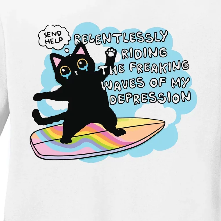 Depressed Black Cat Ladies Long Sleeve Shirt