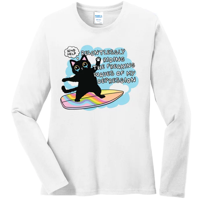 Depressed Black Cat Ladies Long Sleeve Shirt