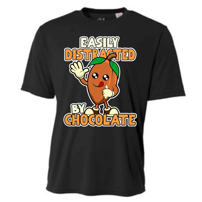 Distracted By Chocolate Cocoa Chocolate Bar Gift Cooling Performance Crew T-Shirt