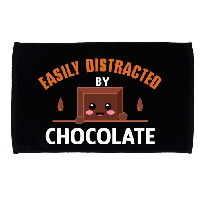 Distracted By Chocolate Cute Chocolate Cocoa Gift Microfiber Hand Towel