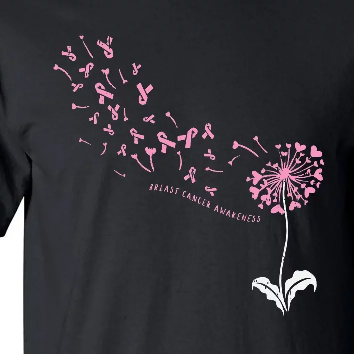 Dandelion Breast Cancer Awareness Pink Ribbon Support Gift Tall T-Shirt