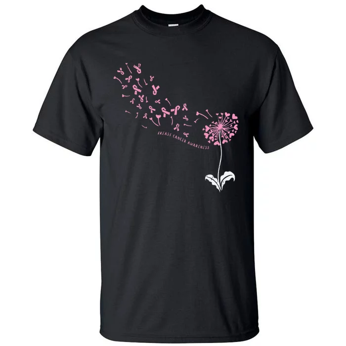 Dandelion Breast Cancer Awareness Pink Ribbon Support Gift Tall T-Shirt