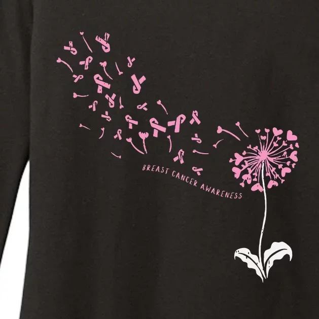 Dandelion Breast Cancer Awareness Pink Ribbon Support Gift Womens CVC Long Sleeve Shirt