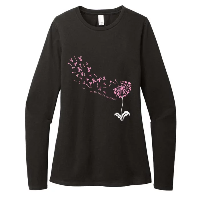 Dandelion Breast Cancer Awareness Pink Ribbon Support Gift Womens CVC Long Sleeve Shirt