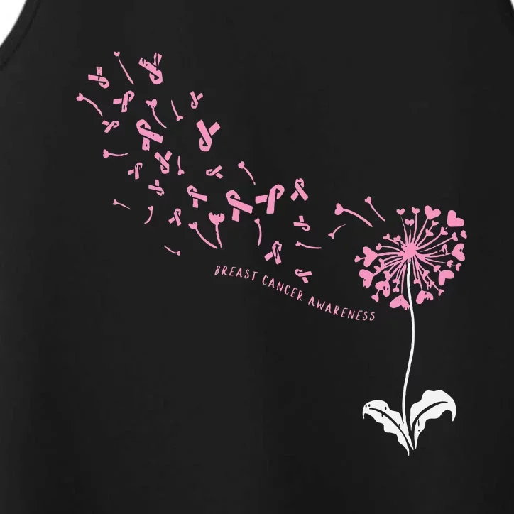 Dandelion Breast Cancer Awareness Pink Ribbon Support Gift Performance Tank