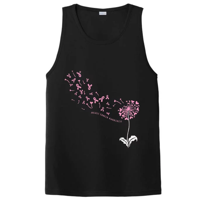 Dandelion Breast Cancer Awareness Pink Ribbon Support Gift Performance Tank