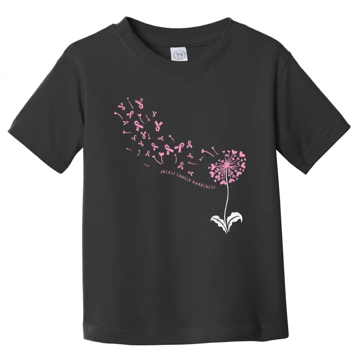 Dandelion Breast Cancer Awareness Pink Ribbon Support Gift Toddler T-Shirt