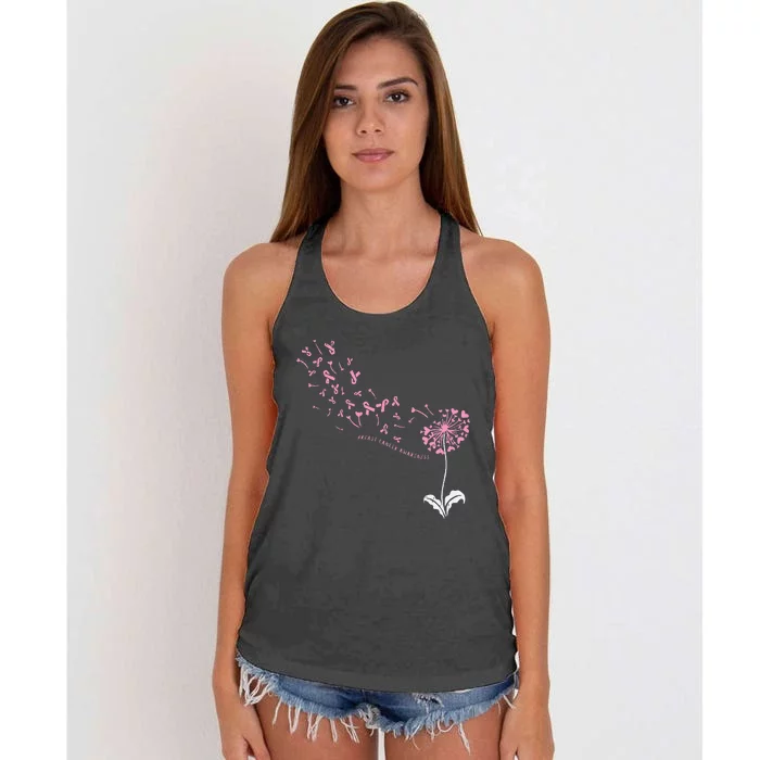 Dandelion Breast Cancer Awareness Pink Ribbon Support Gift Women's Knotted Racerback Tank